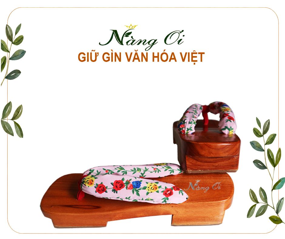 guốc gỗ nhật bản màu cam cánh gián